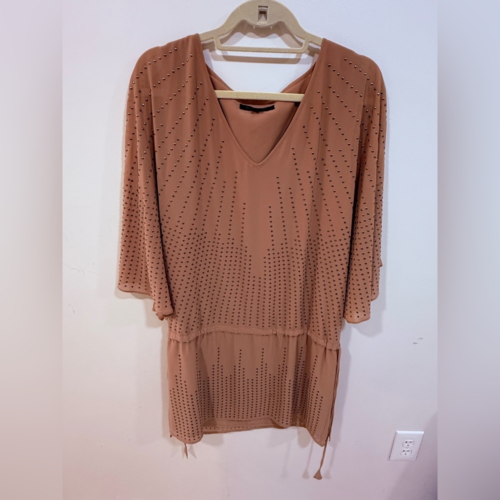 Blaque Label Tan Studded V-Neck Dress